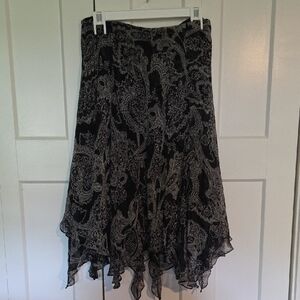 Ralph Lauren Black Asymmetrical A-Line Midi Skirt